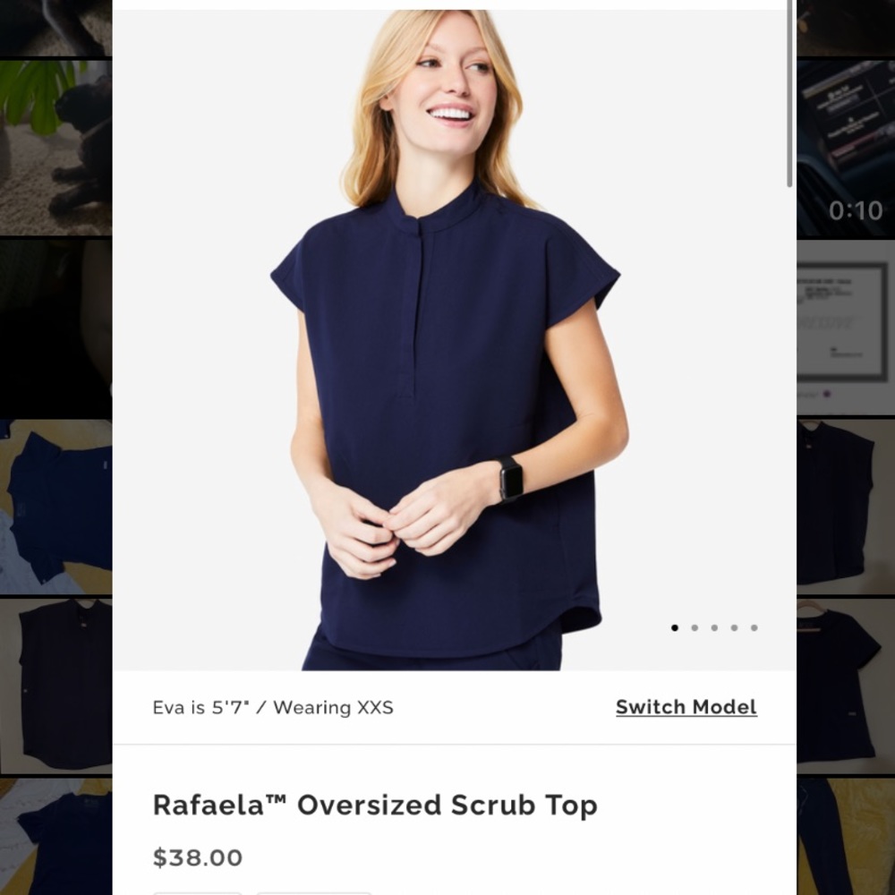 Figs Navy Scrub Top Small